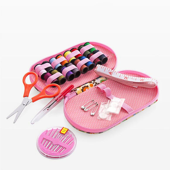Honana Travel Portable Needlework Tools Sewing Kit Box with Needle Lines Scissor Ruler Button Pins