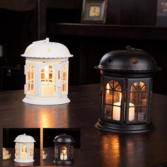LUSTREON Iron Star House Candlestick European Romantic Wedding Candle Holder Lantern Home Decor