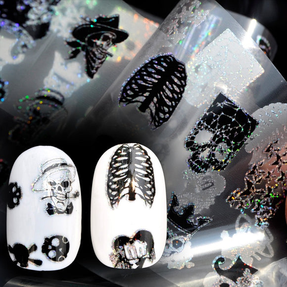 Dancingnail Nail Sticker Halloween Skull Head Punk Style Zombie Design