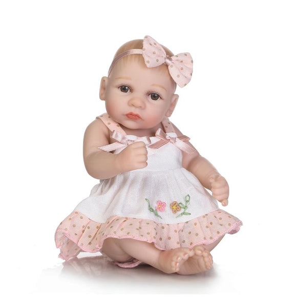 NPK 26cm Lovely Soft Full Silicone With Pasted Hair Can Wash Silicone Reborn Baby Doll