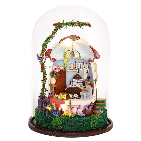 iiecreate GN04 Mushroom Romance DIY Doll House Miniature Furniture Kit Music LED Light Kids Gift