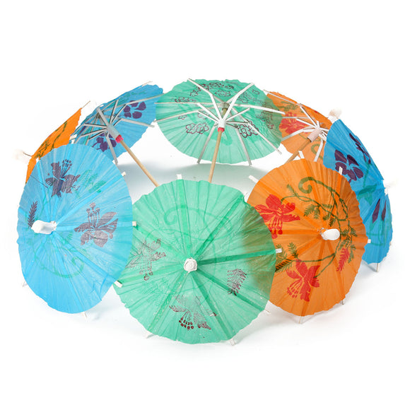 8Pcs Paper Umbrella Colorful Tropical Hawaiian Parasol Snack Cocktail Party Drinks Decoration
