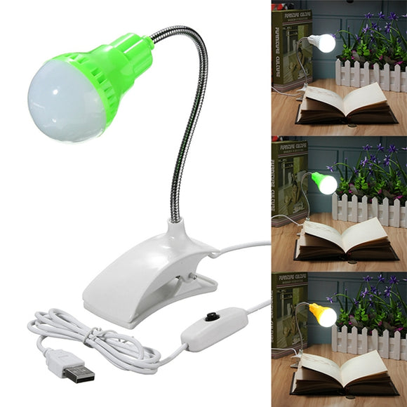 Flexible USB LED Clip-on Clamp Reading Study Book Table Light Bed Desk Lamp