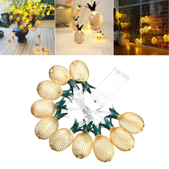 Battery Operated 10LEDs Metal Pineapple Shaped Warm White Indoor String Light For Christmas