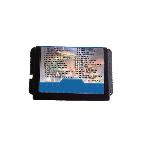 16 Bit 32 in 1 Black Game Cartrige for MD Sega Mega Drive