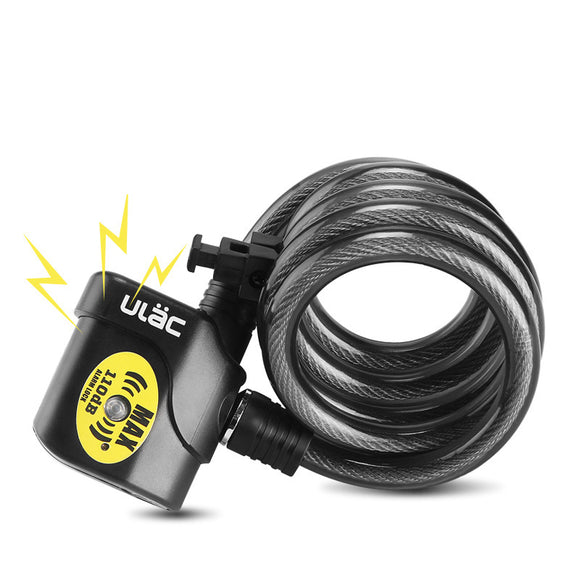 ULAC AL-3P 12mm Alarm System Security Bike Lock Cable Lock Waterproof Bicycle Cycling Motorcycle