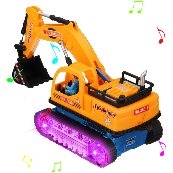 Kids LED Electric Construction Excavator Digger Vehicle Truck Car Toys Birt Gift