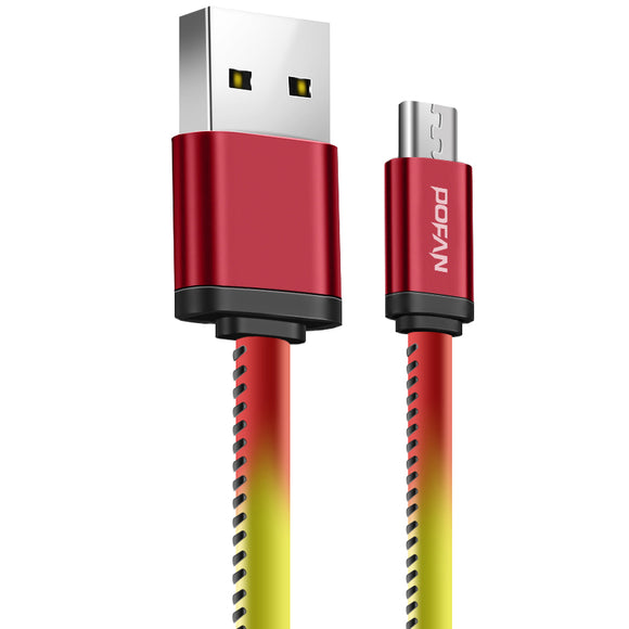 POFAN P07 Color Changing 2.4A USB Type-C PU Braided Charging Data Cable 3.33ft/1m