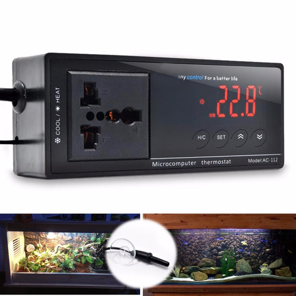 220V LCD Digital Thermostat Incubator Reptile Snake Aquarium Temperature Controller Socket