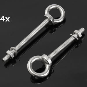 4Pcs A4 M8 Lifting Eye Bolt 316 Marine Grade Stainless Steel Long Shank Nut