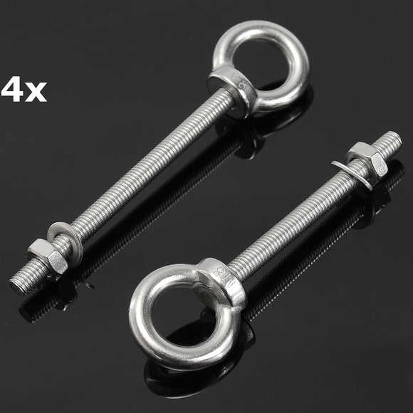 4Pcs A4 M8 Lifting Eye Bolt 316 Marine Grade Stainless Steel Long Shank Nut