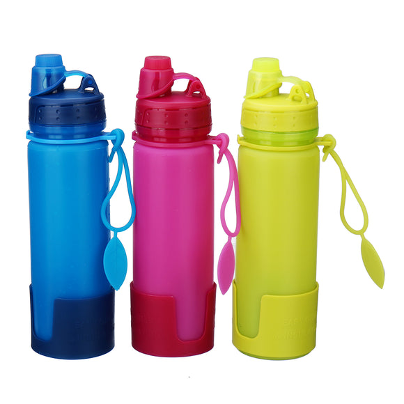 500ML Foldable Hydration Silicone Water Bottle Portable SoftKettle Bottle for Gym Running Hiking Biking