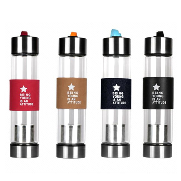 IPRee 450ml Outdoor Sports Water Glass Bottle Tea Infuser Cover Travel Drinking Mug Cup