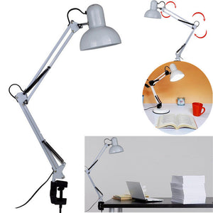 Flexible Swing Arm Clamp Mount Lamp Office Studio Home E27/E26 White Table Desk Light AC85-265V