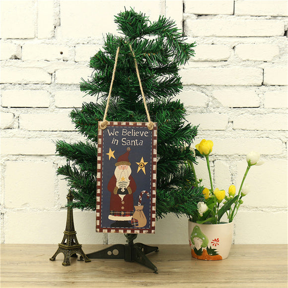 Wooden Christmas Hanging Pendants Christmas Santa Claus Deco for Christmas Home Decorations