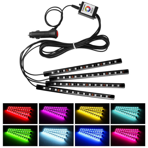 4pcs 10W Car Atmosphere Light App Control Multi-Color Interior LED Strip Light Decorative Lamp