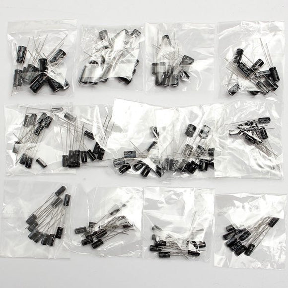 Total 130Pcs 13 Values Each 10Pcs 0.1uf-470uf Electrolytic Capacitor Assortment Set