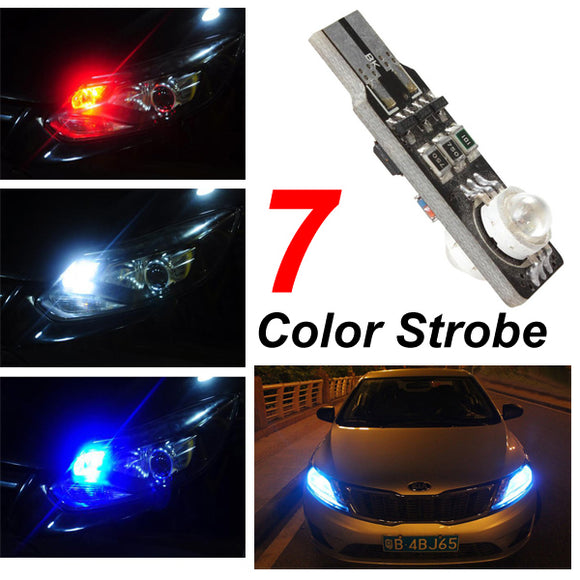 T10 6W 2SMD Multi-color Multi-mode LED Flash Lamp Car Strobe Side Marker Door Light Bulb