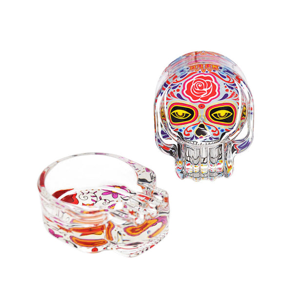 Three Ash Holder Skull Glass Ashtray Accessories For Smoker (Random Color) Storage Tool Home Decorations