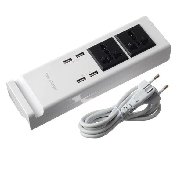 Desktop 2 Power Socket 4 USB Port 1.5m EU Plug Charging Socket