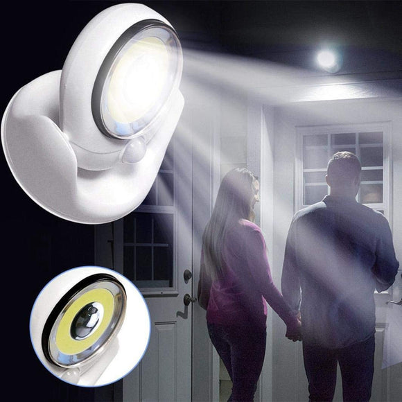 Battery Powered 360 Degree Swivels LED PIR Motion Sensor Night Light Cordless for Home Wall Patio