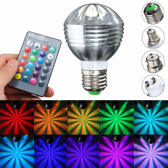 E27/B22/GU10/E14 5W Dimmable RGB Color Changing LED Light Bulb + Remote AC85-265V