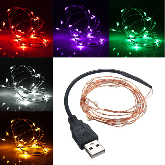 2M 20 LED USB Copper Wire LED String Fairy Light for Christmas Xmas Party Decor