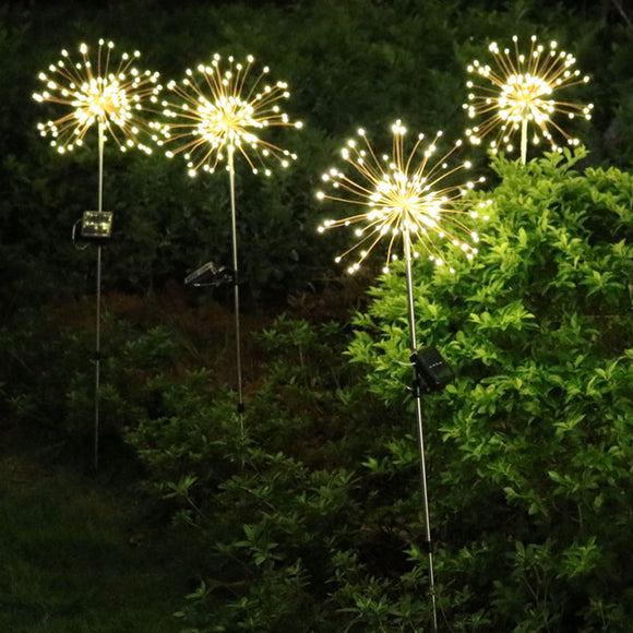 Solar Powered 8 Modes 120 LED Firework Starburst String Light Outdoor Waterproof Lawnscape Lamp DC3V