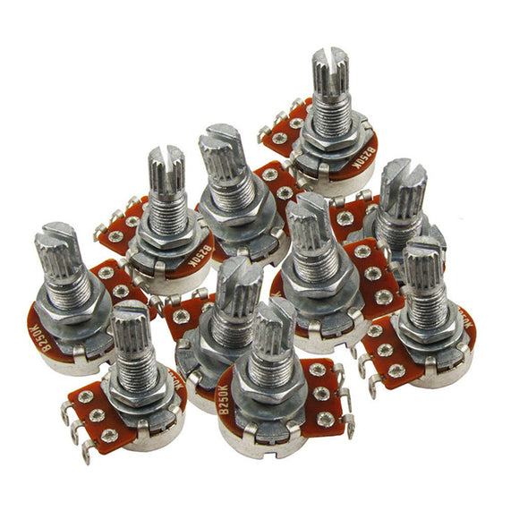 10pcs B250K Pots 18mm Long Split Shaft Guitar Bass Volume Potentiometer