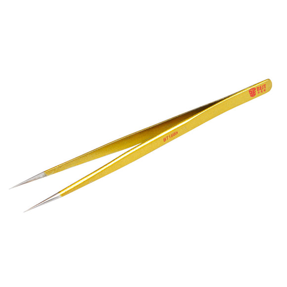 BEST BST-168H High Quality 202 Gold-plated Stainless Steel Eyelash Extension Pointed Tweezer