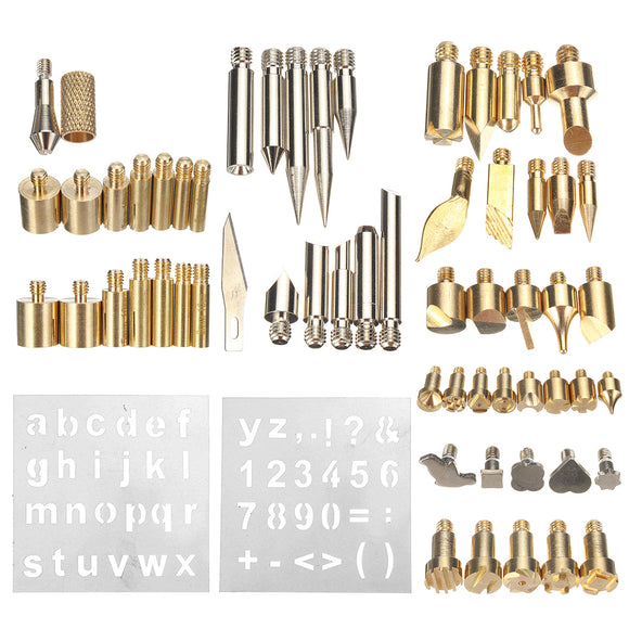 57PCS Wood Burning Tools Kit Craft Soldering Pyrography Art Pen Brass Tips