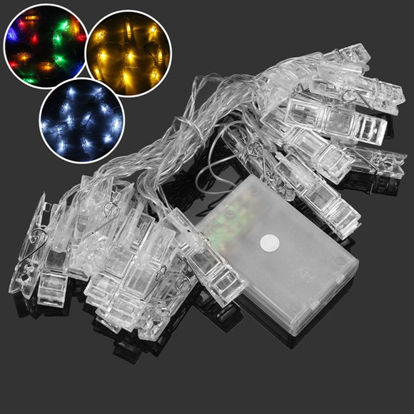 Battery Powered 3M 20LEDs Photo Clip Fairy String Light for Christmas Party Decor