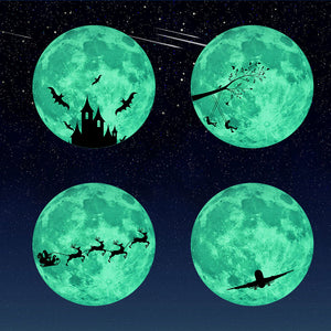 30Cm Large Moon Glow In The Dark Pattern Stickers Luminous DIY Wall Sticker