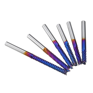 Drillpro 4mm Shank 12-32mm Tungsten Carbide Milling Cutter Blue Nano Coated End Mill