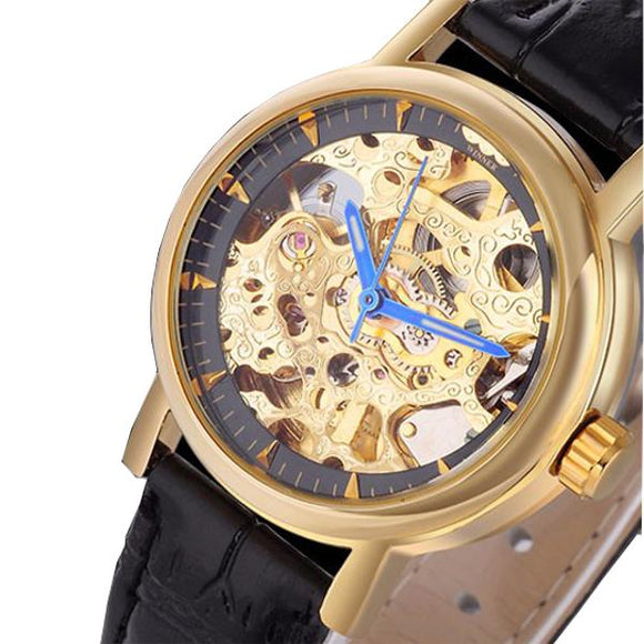 WINNER WU8053 Luxury Automatic Mechanical Watch  Classic Leather Strap Women Wrist Watch