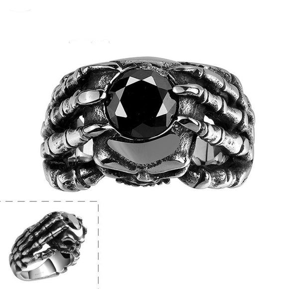 Vintage Punk 361L Steel Skull Head Claw Ring Men Jewelry