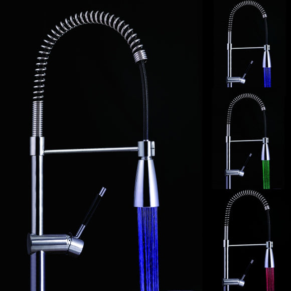 Temperature Control Tri-color Green Blue Red Lights Tap Temperature Sensor Kitchen Faucet