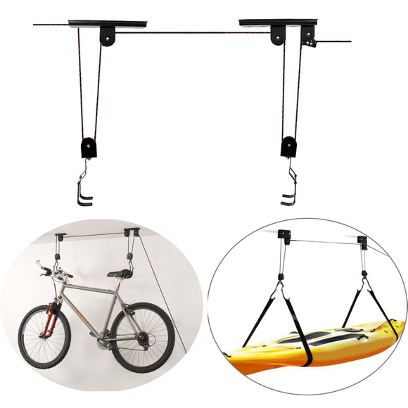 BIKIGHT Cycling Bike Bicycle Lift Ceiling Mounted Hoist Storage Garage Bike Hanger Save Space Roof C