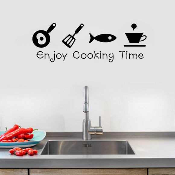 Cartoon Enjoy Cooking Time Kitchen Wall Sticker PVC Mural Art Decals Stickers Background Home Decor
