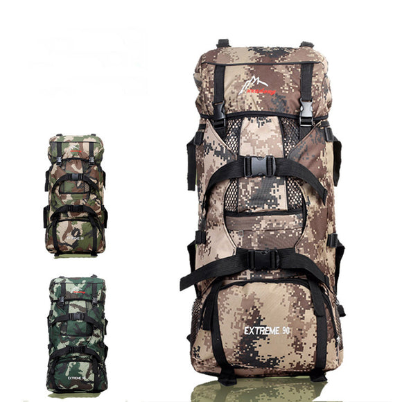 90L Outdoor Trekking Backpack Rucksack Mountaineering Shoulder Bag Camo For Camping Hiking