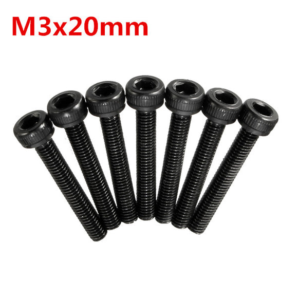 25/50/100pcs Metric Thread M3x20mm Hexagon Socket Cap Head Steel Screw Bolt