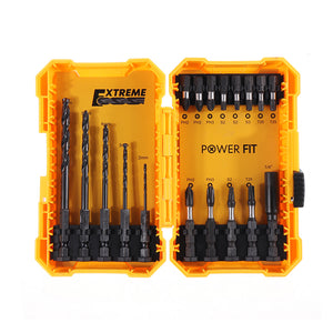 Drillpro 18PCS Screwdriver Drill Bit Set 5PCS 2-6mm Twist Drill Bit 12PCS Phillips Torx Square Screwdriver Bit and Quick Change Extension Rod with Box