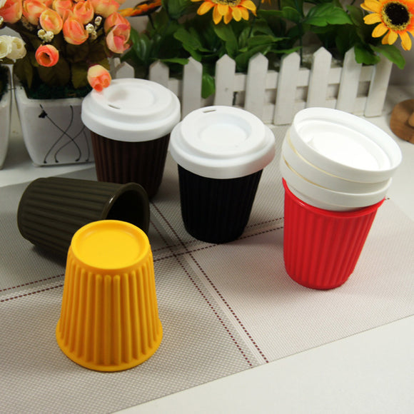 Silicone Reusable Travel Coffee Cup Mug 230ml / 8 Oz In Mint With White Lid