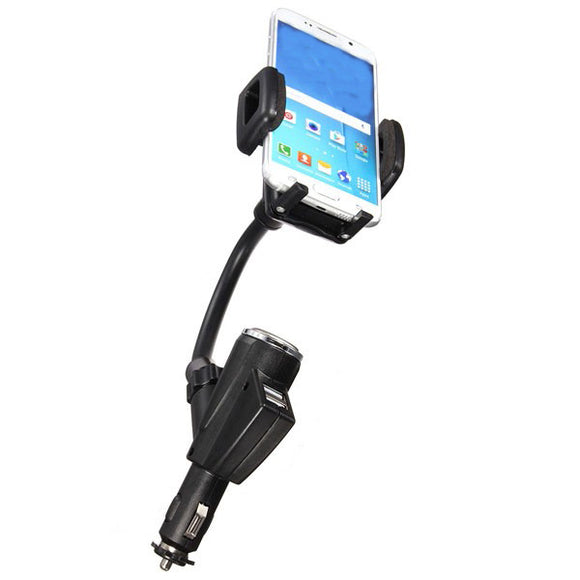 Dual 2 USB Ports Car Cigarette Lighter Charger Mount Holder For Cell Phone GPS