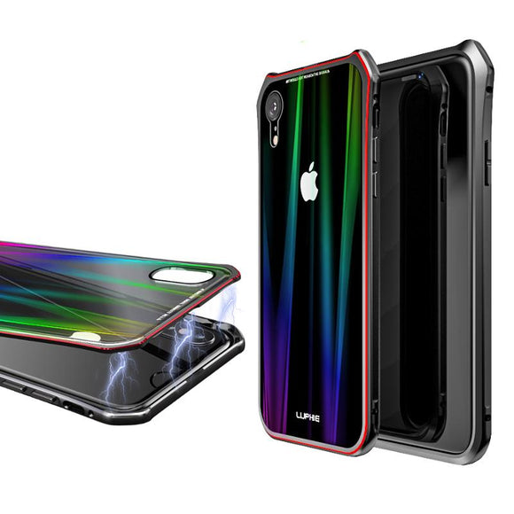 Luphie Protective Case For iPhone XR Gradient Magnetic Adsorption Aluminum Tempered Glass