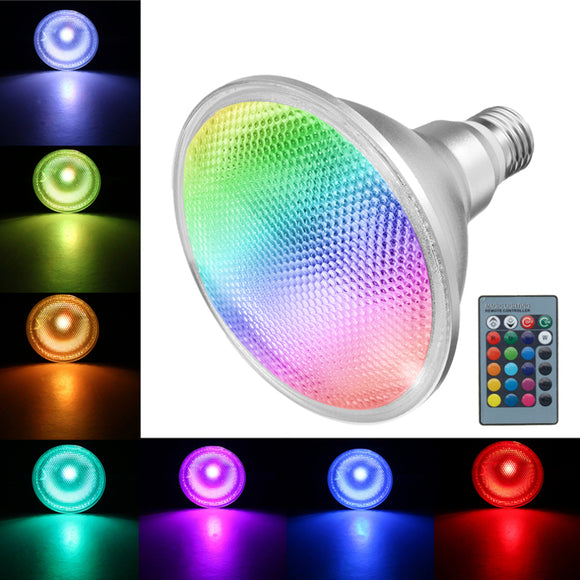 E27 10W COB PAR38 Spotlight RGB Color Changing LED Light Lamp Bulb Remote Control AC85-265V