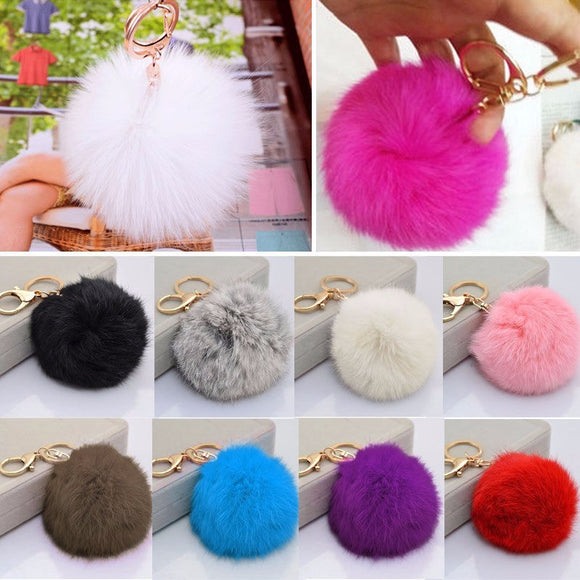 Cute Soft Multicolors Fur Ball Pendant Hang Bag Car Key Chain Ring Decoration Gift