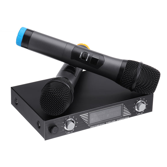 Portable UHF 2 Channel Wireless Microphone 500-599 Mhz Karaoke Wedding Evening Party DJ EU UK US Plug Home Theatre System