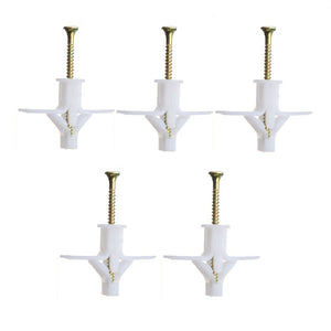 5Pcs Plastic White Expansion Bolt Screw Cavity Wall Fixing Tool