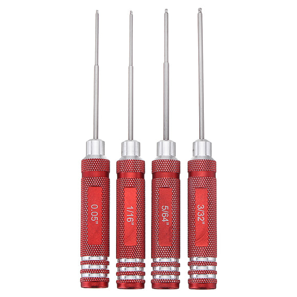 Drillpro 4pcs HSS Ball Screwdrivers Tool Kit 0.05 1/16 3/32 5/64 Inch Screwdriver Repair Tool